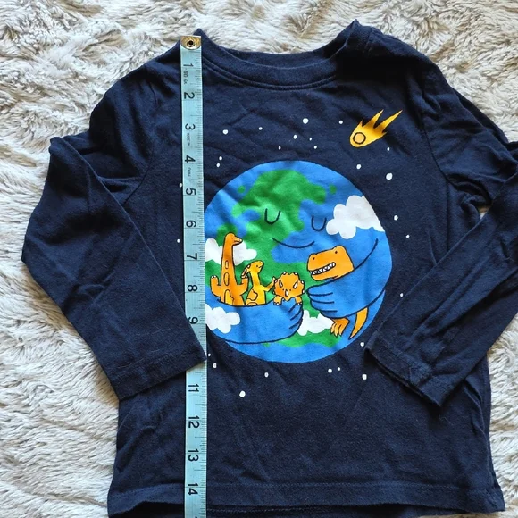 Old Navy Navy Blue Earth/Dinosaur Long Sleeve Tee - Picture 4 of 4
